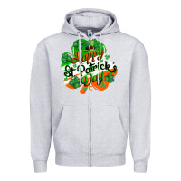 Heather Grey Happy St. Patrick's Day Zipper Hoodie - CowGirlArtShop