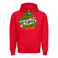 Red Happy St. Patrick's Day Zipper Hoodie - CowGirlArtShop