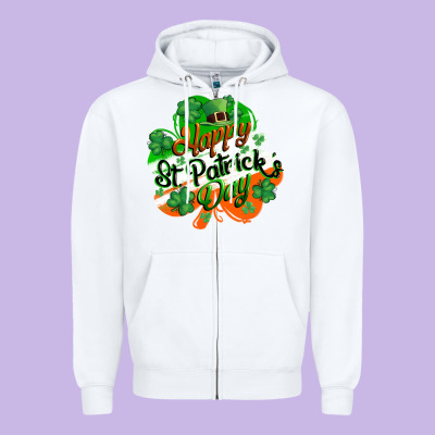 Happy St. Patrick's Day Zipper Hoodie Designed By Cowgirlartshop