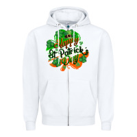 White Happy St. Patrick's Day Zipper Hoodie - CowGirlArtShop