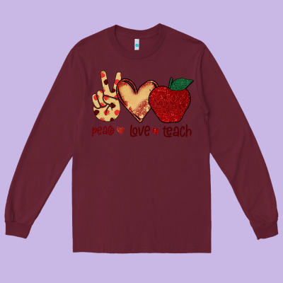 Peace Love Teach Long Sleeve Tee Designed By Bettercallsaul