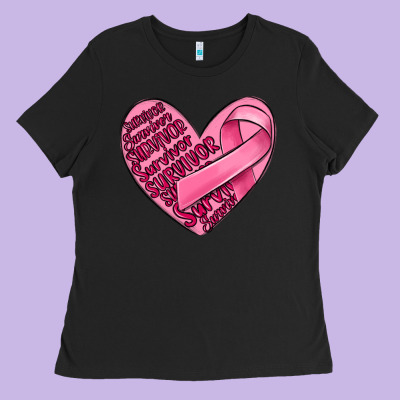 Heart Breast Cancer Ladies Tee Designed By Maliassmallbusiness