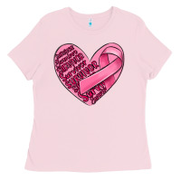 Bubblegum Pink heart breast cancer Ladies Tee - MaliasSmallBusiness
