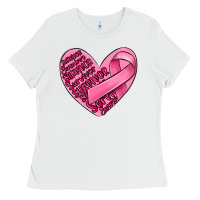 White heart breast cancer Ladies Tee - MaliasSmallBusiness
