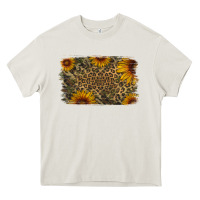Cream Camouflage Leopard Sunflower Background Heavy Core Tee - Jasminsmagicworld