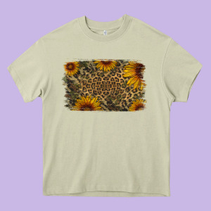 Camouflage Leopard Sunflower Background Heavy Core Tee Designed By Jasminsmagicworld