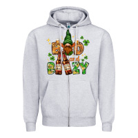 Heather Grey St. Patrick's Bad and boozy with gnome Zipper Hoodie - HowdyJamesFarm