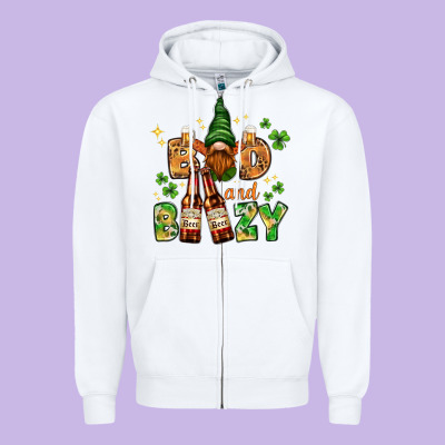 St. Patrick's Bad And Boozy With Gnome Zipper Hoodie Designed By Howdyjamesfarm
