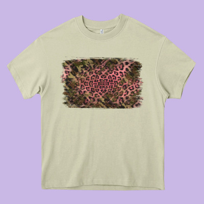 Camouflage Pink Leopard Background Heavy Core Tee Designed By Jasminsmagicworld