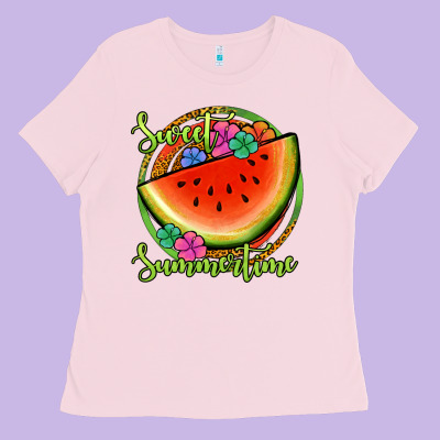 Sweet Summertime Watermelon Ladies Tee Designed By Jasminsmagicworld