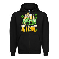 Black St.Patrick's Beer time Zipper Hoodie - HowdyJamesFarm