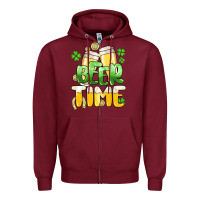Burgundy St.Patrick's Beer time Zipper Hoodie - HowdyJamesFarm