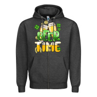 Charcoal Heather St.Patrick's Beer time Zipper Hoodie - HowdyJamesFarm