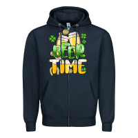 Navy St.Patrick's Beer time Zipper Hoodie - HowdyJamesFarm