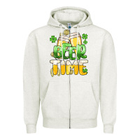 Oatmeal Heather St.Patrick's Beer time Zipper Hoodie - HowdyJamesFarm