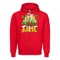 Red St.Patrick's Beer time Zipper Hoodie - HowdyJamesFarm