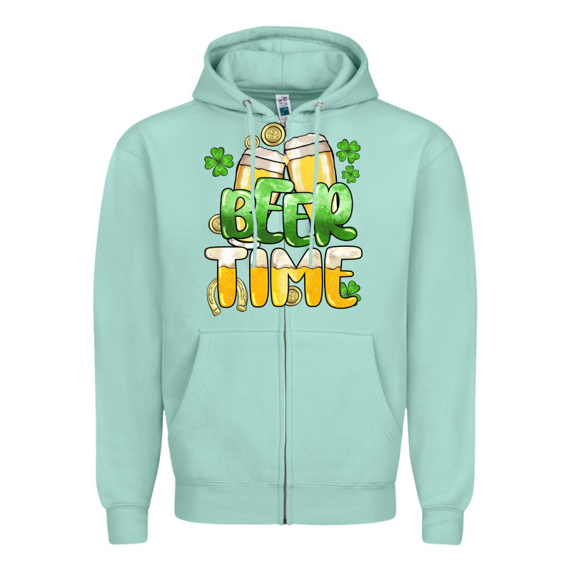 St.patrick's Beer Time Zipper Hoodie by HowdyJamesFarm | Teevron