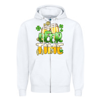 White St.Patrick's Beer time Zipper Hoodie - HowdyJamesFarm