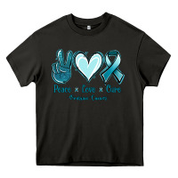 Peace Love Cure Ovarian Cancer Heavy Core Tee | Teevron