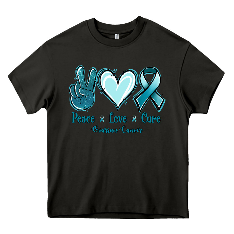 Peace Love Cure Ovarian Cancer Heavy Core Tee by Jasminsmagicworld | Teevron