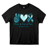 Black Peace Love Cure Ovarian Cancer Heavy Core Tee - Jasminsmagicworld