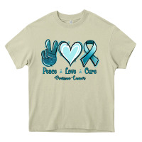Mossy Peace Love Cure Ovarian Cancer Heavy Core Tee - Jasminsmagicworld