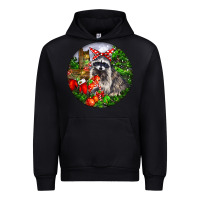 Black Christmas Raccoon Urban Hoodie - LillyAllenDesigns