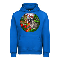 Cobalt Christmas Raccoon Urban Hoodie - LillyAllenDesigns