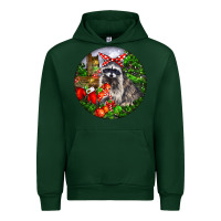 Forest Green Christmas Raccoon Urban Hoodie - LillyAllenDesigns