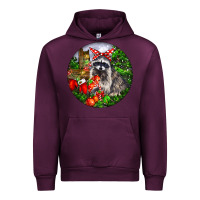 Mauve Wine Christmas Raccoon Urban Hoodie - LillyAllenDesigns