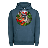 Pigment Midnight Navy Christmas Raccoon Urban Hoodie - LillyAllenDesigns
