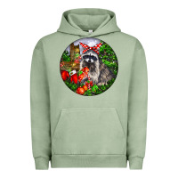 Pigment Oil Green Christmas Raccoon Urban Hoodie - LillyAllenDesigns