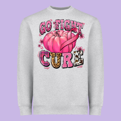 Go Fight Cure Pumpkin Heavyweight Sweatshirt Designed By Texasbilliewilder