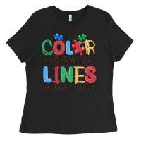 Black color outside the lines autism awareness Ladies Tee - MaliasSmallBusiness