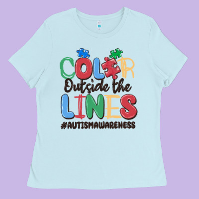 Color Outside The Lines Autism Awareness Ladies Tee Designed By Maliassmallbusiness