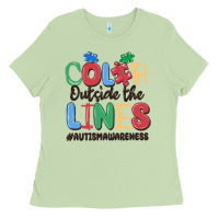 Matcha color outside the lines autism awareness Ladies Tee - MaliasSmallBusiness
