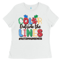 White color outside the lines autism awareness Ladies Tee - MaliasSmallBusiness