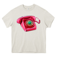 Cream pink telephone Heavy Core Tee - AdoDesignShop