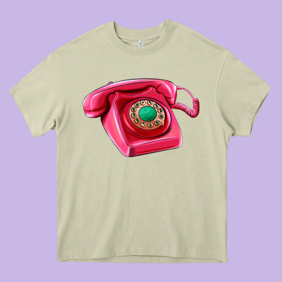 Pink Telephone Heavy Core Tee Designed By Adodesignshop