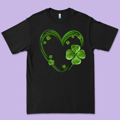 St Patricks Day Shamrock Heart Premium Tee Designed By Maliassmallbusiness