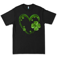 Black st patricks day shamrock heart Premium Tee - MaliasSmallBusiness