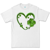 White st patricks day shamrock heart Premium Tee - MaliasSmallBusiness