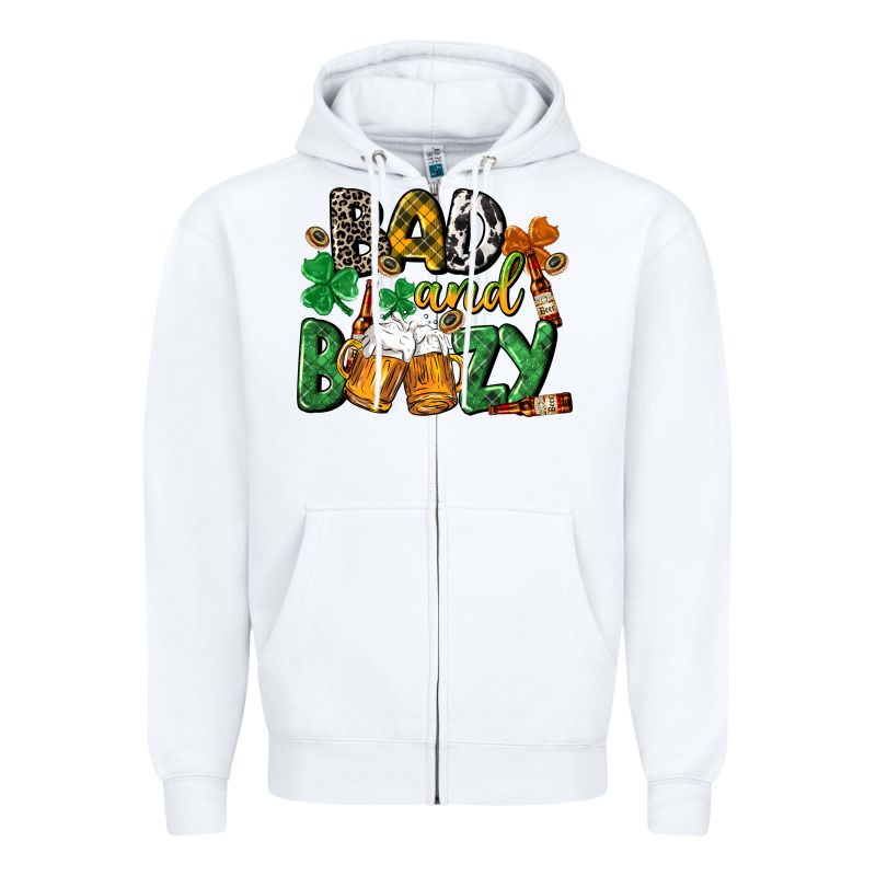 Bad And Boozy St. Patrick's Day Zipper Hoodie by CowGirlArtShop | Teevron