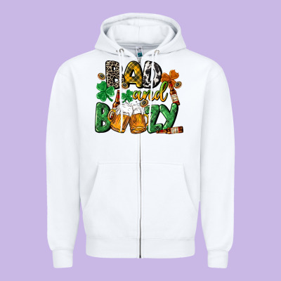 Bad And Boozy St. Patrick's Day Zipper Hoodie Designed By Cowgirlartshop