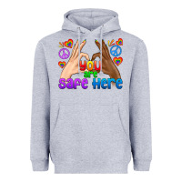 Heather Grey LGBTQ+ You Are Safe Here Heavyweight Hoodie - BundleAndBundleShop