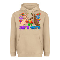 Mushroom LGBTQ+ You Are Safe Here Heavyweight Hoodie - BundleAndBundleShop