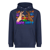 Navy LGBTQ+ You Are Safe Here Heavyweight Hoodie - BundleAndBundleShop