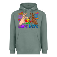 Sage LGBTQ+ You Are Safe Here Heavyweight Hoodie - BundleAndBundleShop