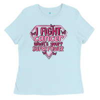 Baby Blue i fight cancer whats your super power Ladies Tee - MaliasSmallBusiness
