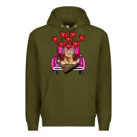 Army Green valentines day tedybear truck Premium Hoodie - RanaPortraitStore